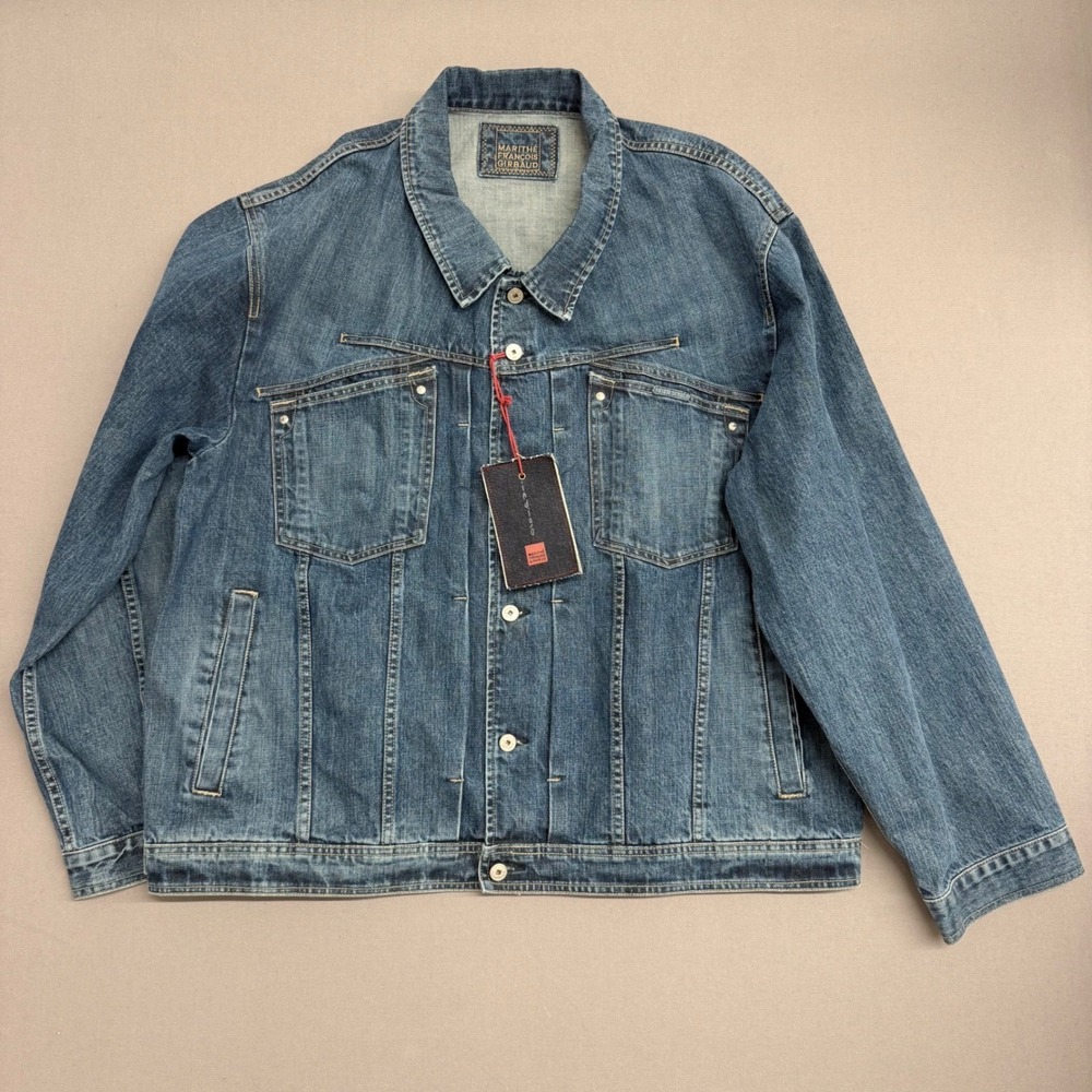 Marithe Francois Girbaud Indigo Denim Trucker Jacket Mens XXXL Blue Cotton New